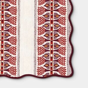 Threshold 72”x 14” Scallop Edge Red Floral Table Runner